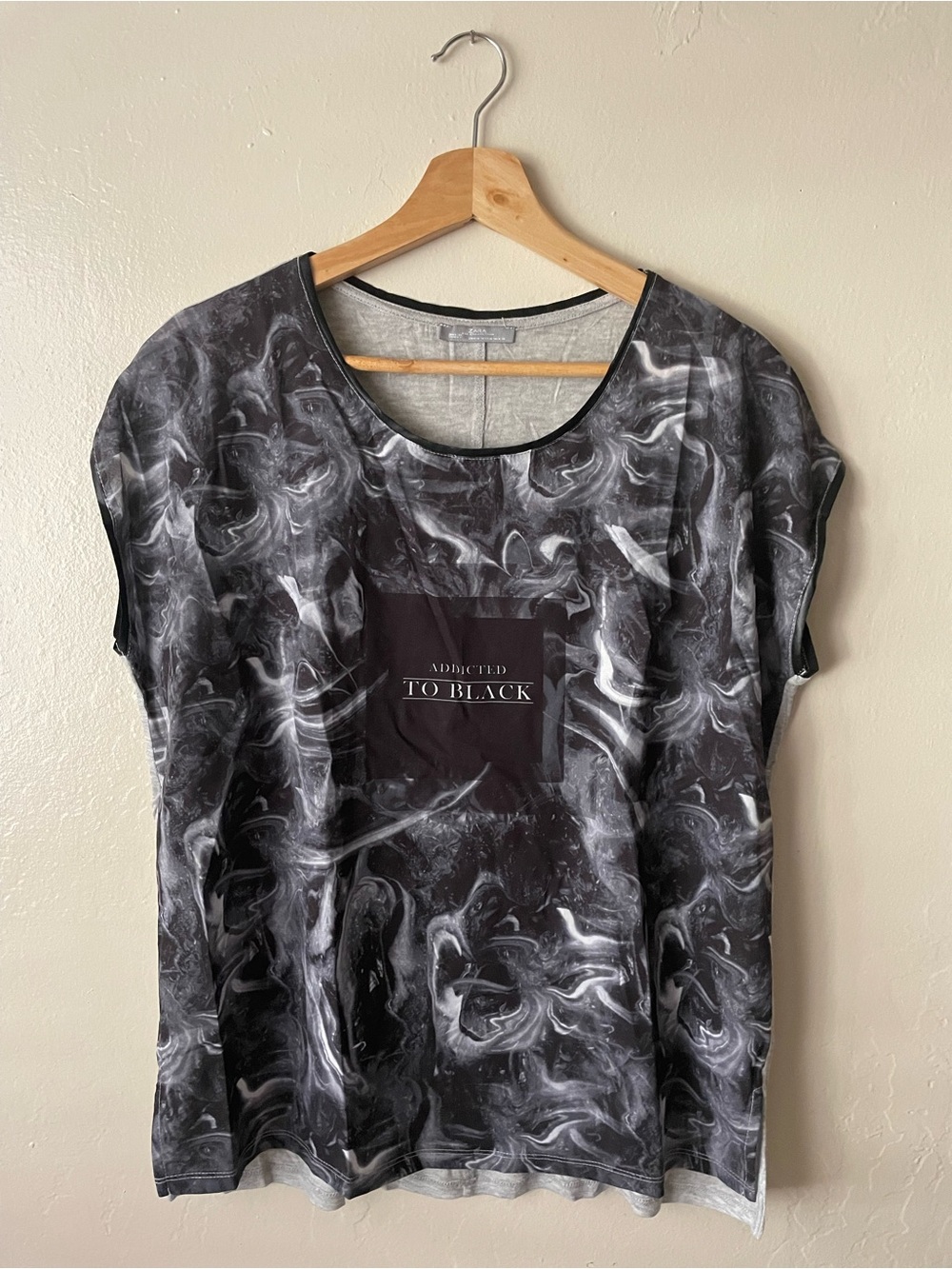 Zara collection Gray & Black Cap Sleeve Top